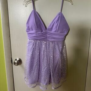 Purple sequin mini dress